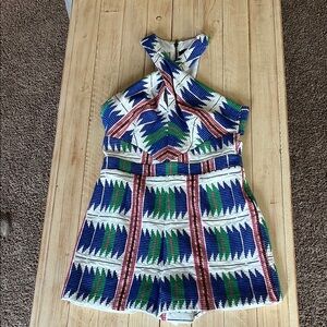 Adelyn Rae Blue and Green Halter Jumpsuit